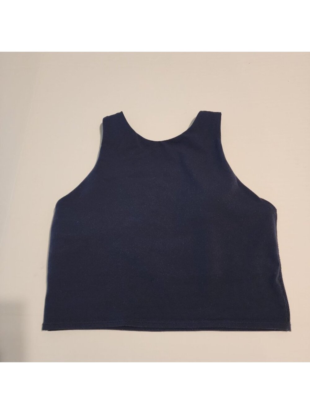 Athleta Conscious Crop Bra High Neck Tank Top sz XS navy blue removable cups